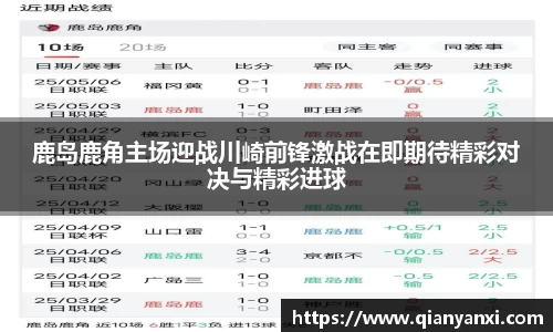 鹿岛鹿角主场迎战川崎前锋激战在即期待精彩对决与精彩进球