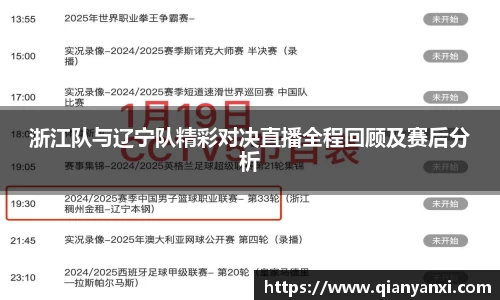 浙江队与辽宁队精彩对决直播全程回顾及赛后分析